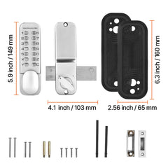 Mechanical Keyless Entry Door Lock, 14 Key Mechanical Door Lock, Mechanical Keypad Door Lock with Adjustable Thumb Knob, Single-Side Zinc Alloy Waterproof Keyless Gate Lock, for Home Office