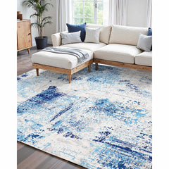 Area Rug, 1524x2133.6mm Large Washable Rug, Non-Slip and Tear-Resistant Soft Carpet, Pet & Child Friendly Modern Area Rugs, Indoor Mat for Bedroom, Office, Living Room, Kids Room, Entryway, Blue