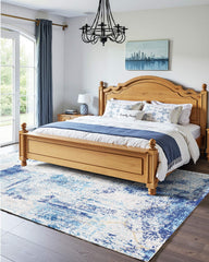 Area Rug, 1524x2133.6mm Large Washable Rug, Non-Slip and Tear-Resistant Soft Carpet, Pet & Child Friendly Modern Area Rugs, Indoor Mat for Bedroom, Office, Living Room, Kids Room, Entryway, Blue