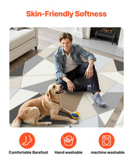 Area Rug, 1524x2133.6mm Large Washable Rug, Non-Slip Tear-Resistant Soft Carpet, Pet & Child Friendly Modern Area Rugs, Indoor Mat for Bedroom, Living Room, Kids Room, Entryway, Charcoal Gray