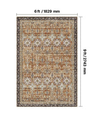 Area Rug, 1828.8x2743.2mm Large Washable Rug, Non-Slip Tear-Resistant Soft Carpet, Pet & Child Friendly Vintage Area Rugs, Indoor Mat for Bedroom, Living Room, Kids Room, Entryway, Brown Green