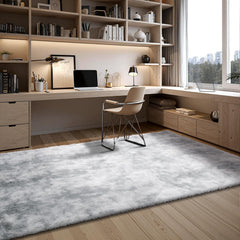 Indoor Plush Area Rugs, 1.83x2.74 m Soft Plush Carpet, FFurry Shag Area Rugs for Living Room, Bedroom, Modern Home Decor Aesthetic Long-Pile Rug, Non-Shedding, Slip-Resistant, Tie-Dye Light Gray
