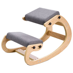 Ergonomic Kneeling Chair, Wooden Posture Knee Chair with Adjustable Thick Foam Cushions & Solid Wood Frame, Adjustable Height, Relief for Neck or Back Pain for Home, Office or Meditation, Gray