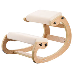 Ergonomic Kneeling Chair, Wooden Posture Knee Chair with Adjustable Thick Foam Cushions & Solid Wood Frame, Adjustable Height, Relief for Neck or Back Pain for Home, Office or Meditation, Beige