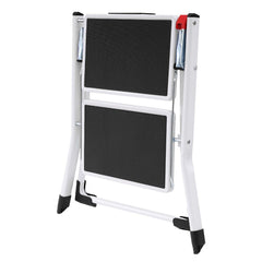 Step Ladder 2-Step 150kg Capacity, Ergonomic Folding Steel Step Stool with Wide Anti-Slip Pedal, Sturdy Step Stool for Adults Toddlers, Multi-Use for Household, Kitchen, Office, RVs