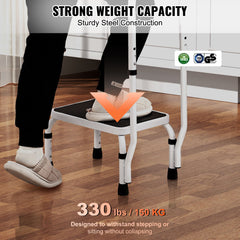 Step Stool 1-Step 150KG Capacity, 3 Adjustable Height with Handle Steel Step Ladder, Portable Toddler Step Stools for Adults, Non-Slip Sturdy Step Ladders for Office, RVs, Pets