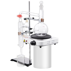 Essential Oil Distillation Kit, 500ml Distillation Apparatus, 3.3 Boro Lab Glassware Distillation Kit with 1000W Heating Plate and 24, 40 Joint, 33 pcs Set