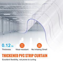 Strip Curtain, 3048 cm L x 30.5 cm W x 3 mm Thickness, Clear Ribbed PVC Curtain Strip Door Bulk Roll, Plastic Door Strips for Doorway of Supermarket, Garage, Warehouse, Barn, Pet Animal House
