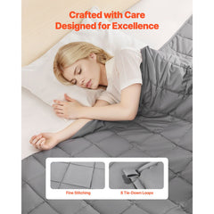 Weighted Blanket, 11 kg, 2235 x 2640 mm King Size, Cooling Breathable Heavy Blanket with Glass Beads, All-Season Use, Suitable for 113-140 kg Adults, Anxiety Stress Relief, Improve Sleep, Grey