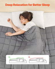 Weighted Blanket, 11 kg, 2235 x 2640 mm King Size, Cooling Breathable Heavy Blanket with Glass Beads, All-Season Use, Suitable for 113-140 kg Adults, Anxiety Stress Relief, Improve Sleep, Grey