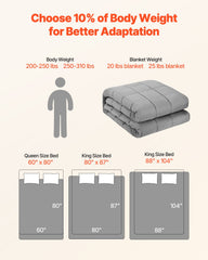 Weighted Blanket, 11 kg, 2235 x 2640 mm King Size, Cooling Breathable Heavy Blanket with Glass Beads, All-Season Use, Suitable for 113-140 kg Adults, Anxiety Stress Relief, Improve Sleep, Grey
