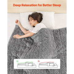 Weighted Blanket, 9 kg, 1524 x 2032 mm Queen Size, Sherpa Fleece Heavy Blanket with Glass Beads, Soft Warm Cozy Fluffy Touch, for 90-113 kg Adults, Anxiety Stress Relief, Improve Sleep, Grey