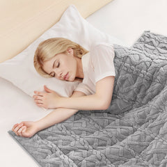 Weighted Blanket, 9 kg, 1524 x 2032 mm Queen Size, Sherpa Fleece Heavy Blanket with Glass Beads, Soft Warm Cozy Fluffy Touch, for 90-113 kg Adults, Anxiety Stress Relief, Improve Sleep, Grey
