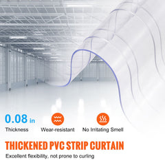 Strip Curtain, 2286 cm L x 20 cm W x 2 mm Thickness, Clear Ribbed PVC Curtain Strip Door Bulk Roll, Plastic Door Strips for Doorways of Supermarket, Garage, Warehouse, Barn, Pet Animal House
