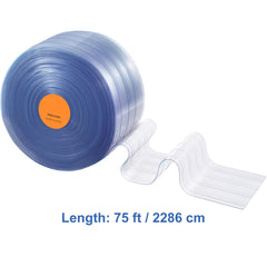 Strip Curtain, 2286 cm L x 20 cm W x 2 mm Thickness, Clear Ribbed PVC Curtain Strip Door Bulk Roll, Plastic Door Strips for Doorways of Supermarket, Garage, Warehouse, Barn, Pet Animal House