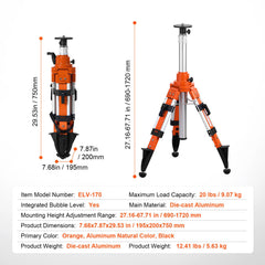 Laser Level Tripod Stand 5/8"-11 Thread 27.16-67.71 in Height Adjustment