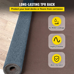 Gray Marine Carpet 6 ft x 39.3 ft Marine Carpeting Marine Grade Carpet for Boats with Waterproof Back Outdoor Rug for Patio Porch Deck Garage Outdoor Area Rug Runner Anti-Slide Porch Rug,1.8x12m