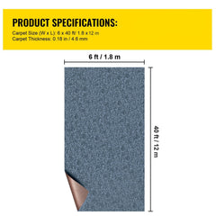 Gray Marine Carpet 6 ft x 39.3 ft Marine Carpeting Marine Grade Carpet for Boats with Waterproof Back Outdoor Rug for Patio Porch Deck Garage Outdoor Area Rug Runner Anti-Slide Porch Rug,1.8x12m