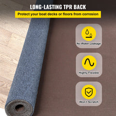 Marine Carpet 6x13ft Boat Area Rug Roll Cutpile In/Outdoor Patio Deck Gray, 1.8x4m