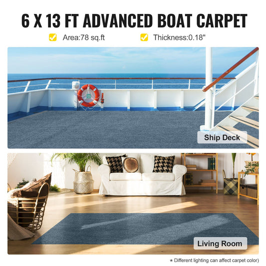 Marine Carpet 6x13ft Boat Area Rug Roll Cutpile In/Outdoor Patio Deck Gray, 1.8x4m