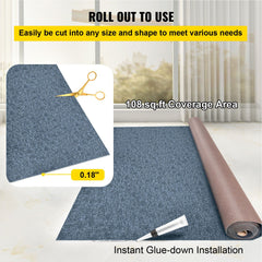 Gray Marine Carpet 6 ft x 23 ft Boat Carpet Rugs Indoor Outdoor Rugs for Patio Deck Anti-Slide TPR Water-Proof Back Cut Outdoor Marine Carpeting Easy Clean Outdoor Carpet Roll