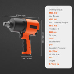 Air Impact Wrench, 3/4-Inch Drive Air Impact Gun, Up to 1870ft-lbs Nut-busting Torque, Composite Pneumatic Impact Wrench for Auto_epairs_nd_aintenance Heavy Duty