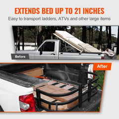 Truck Bed Extender, Aluminum Retractable Tailgate Extender, 131cm-162.6cm Adjustable Length, Fits for Ridgeline, Tacoma, Gladiator, Colorado/Canyon, Frontier, and Ranger