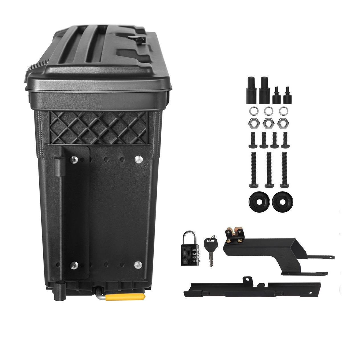 Truck Bed Storage Box, Lockable Swing Case with Password Padlock, 6.6 Gal/25 L ABS Wheel Well Tool Box, Waterproof and Durable, Compatible with Ford F-150 2015-2021, Drivers Side