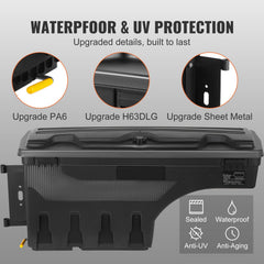 Truck Bed Storage Box, Lockable Swing Case with Password Padlock, 6.6 Gal/25 L ABS Wheel Well Tool Box, Waterproof and Durable, Compatible with Ford F-150 2015-2021, Drivers Side