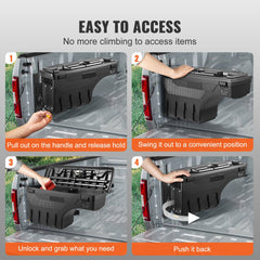 Truck Bed Storage Box, Lockable Swing Case with Password Padlock, 6.6 Gal/25 L ABS Wheel Well Tool Box, Waterproof and Durable, Compatible with Ford F-150 2015-2021, Drivers Side