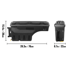 Truck Bed Storage Box, Lockable Swing Case with Password Padlock, 6.6 Gal/25 L ABS Wheel Well Tool Box, Waterproof and Durable, Compatible with Ford F-150 2015-2021, Drivers Side