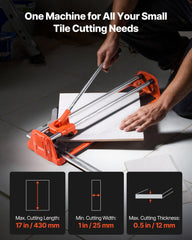 430mm Manual Tile Cutter for Wall & Polished Tiles,Double Rails for Precise Cutting, Tungsten Carbide Wheel,Non-Slip Handle,Anti-Displacement Pressure Rod,Precise Cuts for Pros & Beginners