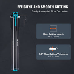 Manual Tile Cutter, 1200mm, Porcelain Ceramic Tile Cutter with Tungsten Carbide Cutting Wheel, Infrared Positioning, Anti-Skid Feet, Double Rails for professional installers or beginners