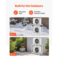 Mini Split Ground Stand, Anti-Vibration Mini Split Stand for 9000-18000 BTU Ductless Air Conditioner Heat Pump, Heavy Duty AC Base Bracket Floor Mount w/ 250kg Max. Load,Dual Levels