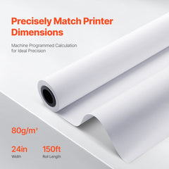 Wide Format Paper, 609.6 mm x 45.7 m Plotter Paper, 4 Rolls CAD Bond Rolls with 50.8 mm Core, 10 KG Plotter Paper Rolls, for CAD Drawings, Engineering Plans, GIS Maps & Architectural Designs