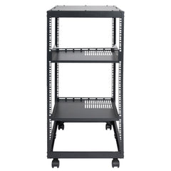 20U Open Frame Server Rack, 15''-40'' Adjustable Depth, Free Standing or Wall Mount Network Server Rack, 4 Post AV Rack with Casters, Holds All Your Networking IT Equipment AV Gear Router Modem