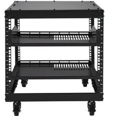 9U Open Frame Server Rack, 584.2 to 1016 mm Adjustable Depth, Free Standing or Wall Mount Network Server Rack with 360° Casters, Heavy Duty 4 Post Holds All Your Networking IT Equipment AV Gear