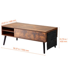 Lift Top Coffee Table 39.4 in Rectangle Coffee Table for Living Room Brown