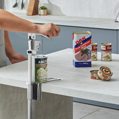Commercial Can Opener, Heavy-Duty Manual Tabletop Cans Opener for Cans Up to 300 mm Height, Height-Adjustable Professional Can Openers Fixed with Screws, for Restaurant, Hotel, and Food Store