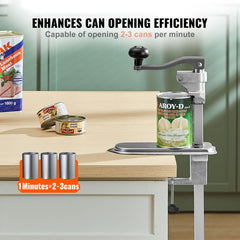 Commercial Can Opener, Heavy-Duty Manual Tabletop Cans Opener for Cans Up to 300 mm Height, Height-Adjustable Can Openers Fixed with Screws & Table Clamp, for Restaurant, Hotel, and Food Store