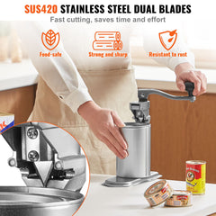 Commercial Can Opener, Heavy-Duty Manual Tabletop Cans Opener for Cans Up to 300 mm Height, Height-Adjustable Can Openers Fixed with Screws & Table Clamp, for Restaurant, Hotel, and Food Store