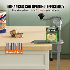 Commercial Can Opener, Heavy-Duty Manual Tabletop Cans Opener for Cans Up to 300 mm Height, Height-Adjustable Can Openers Fixed with Screws & Table Clamp, for Restaurant, Hotel, and Food Store