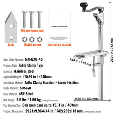 Manual Can Opener, Commercial Table Clamp Opener for Large Cans, Heavy Duty Can Opener with Base, Adjustable Height Industrial Jar Opener For Cans Up to 40cm Tall, for Restaurant Hotel Home Bar