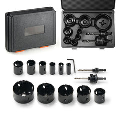 Hole Saw Kit, 11 PCS Saw Blades, 2 Drill Bits, 1 Hex Wrench, Bi Metal M42 Hole Saw Set with Carrying Case, General Purpose Size from 3/4" to 3", Ideal for Wood Board, Iron and Plastic Plate