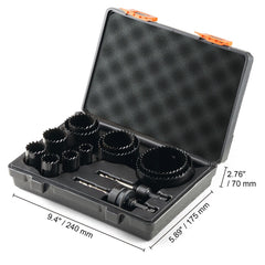 Hole Saw Kit, 11 PCS Saw Blades, 2 Drill Bits, 1 Hex Wrench, Bi Metal M42 Hole Saw Set with Carrying Case, General Purpose Size from 3/4" to 3", Ideal for Wood Board, Iron and Plastic Plate