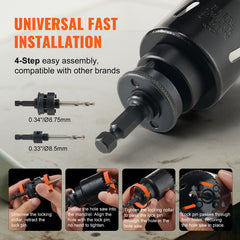 Hole Saw Kit, 18 PCS Saw Blades, 6 Drill Bits, 1 Hex Wrench, Bi Metal M42 Hole Saw Set with Carrying Case, General Purpose Size from 3/4" to 4-1/2", Ideal for Wood Board, Iron and Plastic Plate