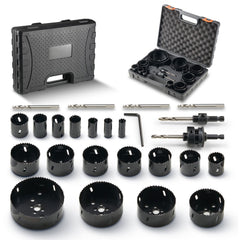 Hole Saw Kit, 18 PCS Saw Blades, 6 Drill Bits, 1 Hex Wrench, Bi Metal M42 Hole Saw Set with Carrying Case, General Purpose Size from 3/4" to 4-1/2", Ideal for Wood Board, Iron and Plastic Plate