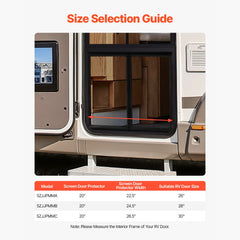 RV Screen Door Protector, 673.1 x 508 mm Door Grille, Easy to Install and Disassemble, Reinforced Breathable Protective Mesh, Aluminum Alloy Camper RV Entry Protector for Pet Protection, Black
