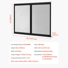 RV Screen Door Protector, 673.1 x 508 mm Door Grille, Easy to Install and Disassemble, Reinforced Breathable Protective Mesh, Aluminum Alloy Camper RV Entry Protector for Pet Protection, Black
