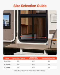 RV Screen Door Protector, 673.1 x 508 mm Door Grille, Easy to Install and Disassemble, Reinforced Breathable Protective Mesh, Aluminum Alloy Camper RV Entry Protector for Pet Protection, Black